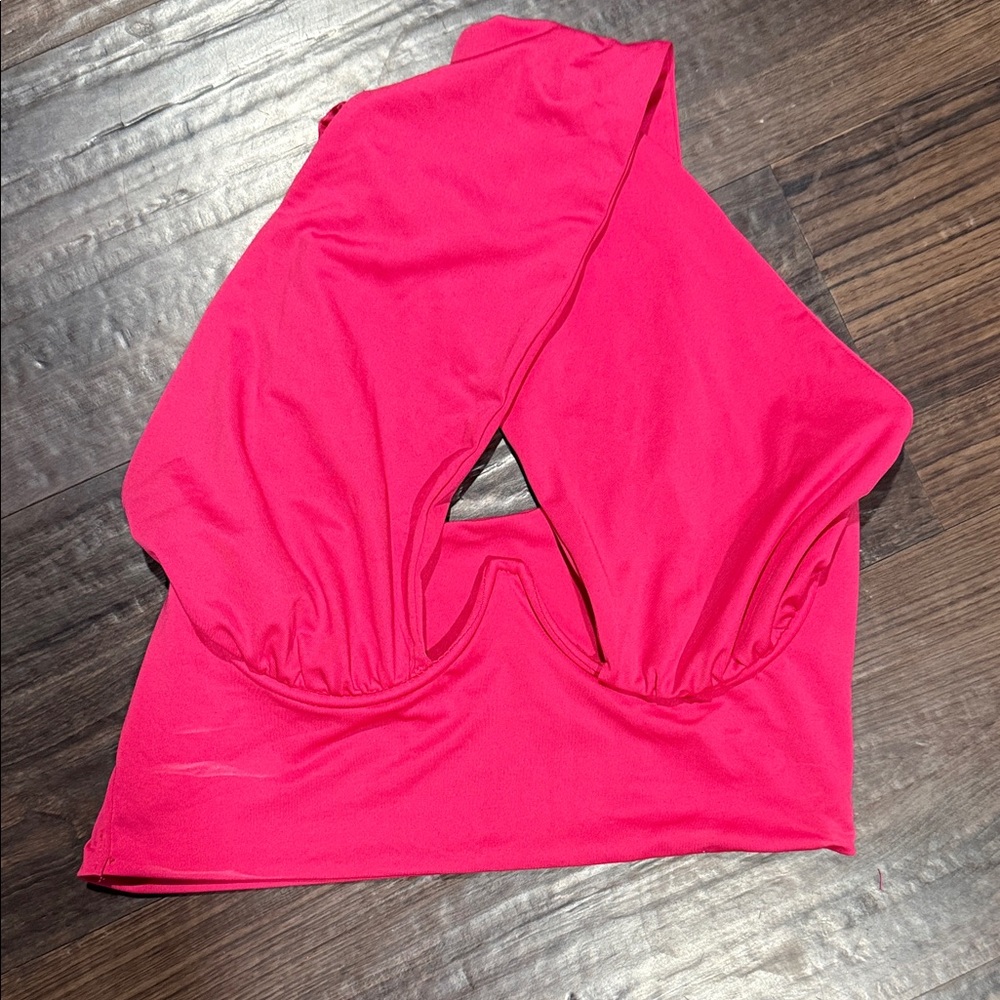 SHEIN Hot Pink One-Shoulder Crop Top